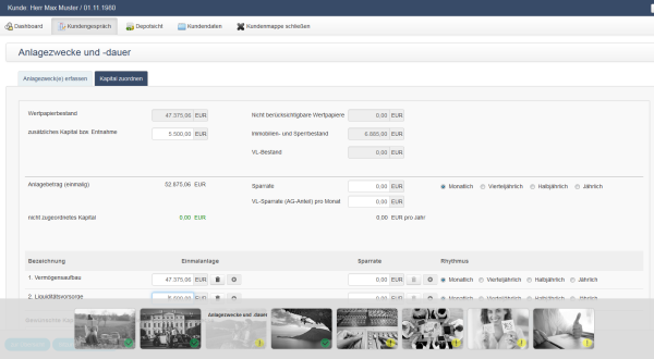 Durch die Auswahl ein oder mehrerer Anlagezwecke können Sie die Kundenwünsche optimal abbilden